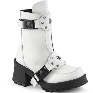 NEW NEVER WORN Demonia White Boot with Chunky Heel